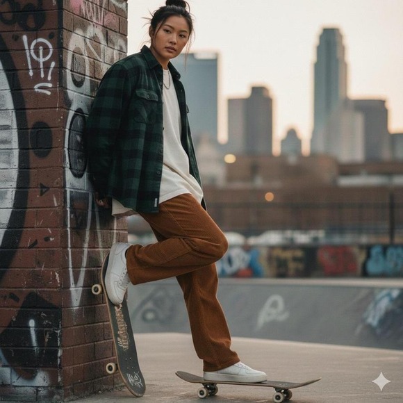 PacSun Denim - PacSun Brown Corduroy Jeans 90s Skater Baggy Straight Leg‎ Earthcore Grunge Y2K